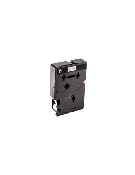 CINTA de ROTULAR BROTHER LAMINADA 77m 12mm NEGRO sobre BLANCO