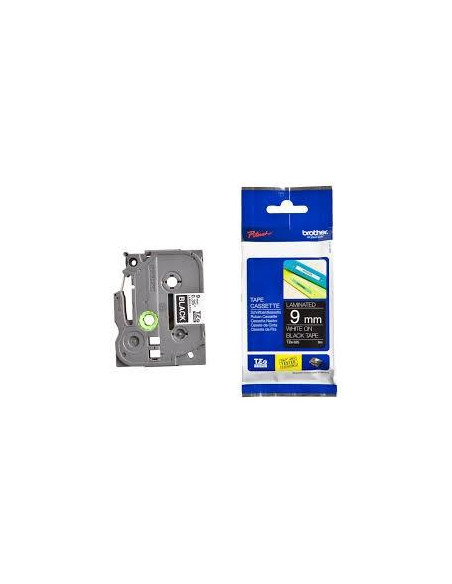 CINTA de ROTULAR BROTHER LAMINADA 8m  9mm BLANCO sobre NEGRO