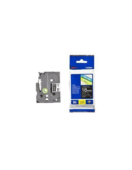 CINTA de ROTULAR BROTHER LAMINADA 8m 18mm BLANCO sobre NEGRO