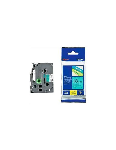 CINTA de ROTULAR BROTHER LAMINADA 8m 18mm NEGRO sobre VERDE