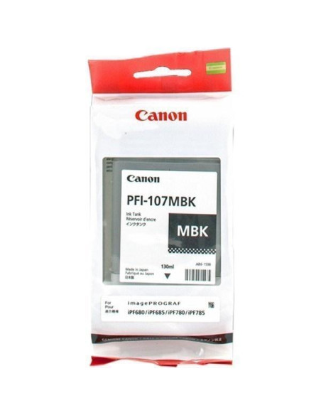 CARTUCHO INKJET CANON PFI-107MBK IMAGEPROGRAF IPF670IPF680IPF685IPF770IPF780IPF785 NEGRO MATE 130 ML6704B001