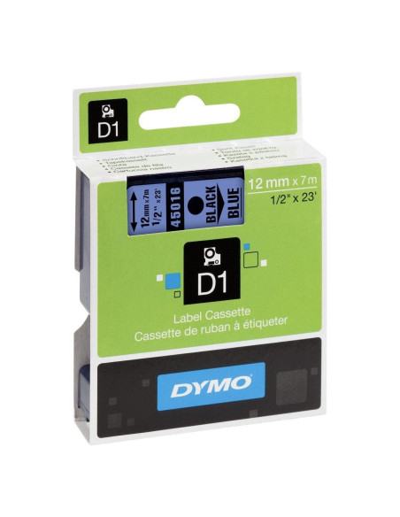 CINTA de ROTULAR DYMO LM D1 7m 12mm NEGRO sobre AZUL 45016