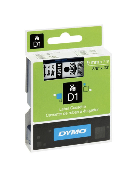 CINTA de ROTULAR DYMO LM D1 7m  9mm NEGRO sobre TRANSPARENTE 40910