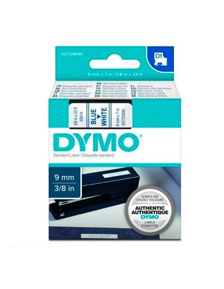 CINTA de ROTULAR DYMO LM D1 7m  9mm AZUL sobre BLANCO 40914