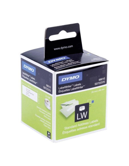 ETIQUETAS DYMO LABEL WRITER  28x89 mm PACK 2 ROLLOS 130 udsPAPEL BLANCO DIRECCION 99010
