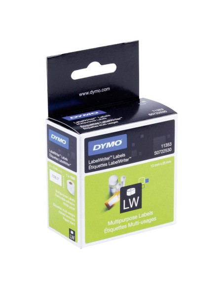 ETIQUETAS DYMO LABEL WRITER  13x25 mm ROLLO 1000 udsPAPEL BLANCO MULTIFUNCION 11353