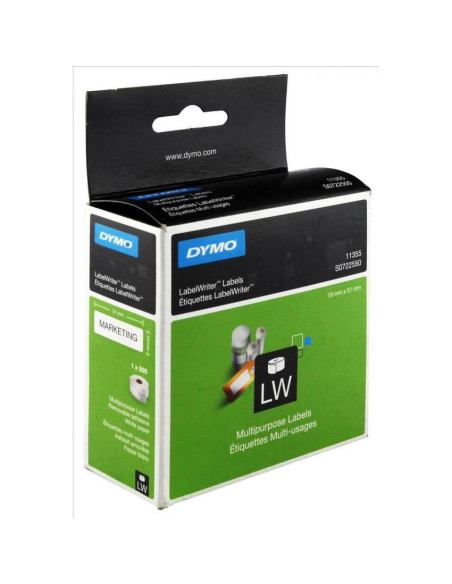 ETIQUETAS DYMO LABEL WRITER  19x51 mm ROLLO 500 udsPAPEL BLANCO MULTIFUNCION 11355