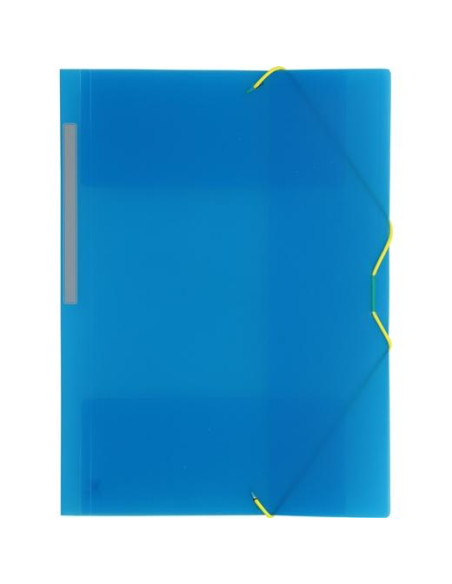 GRAFOPLÁS CARPETA CON GOMAS COLORGRAF FOLIO 3 SOLAPAS PP AZUL TRANSLÚCIDO