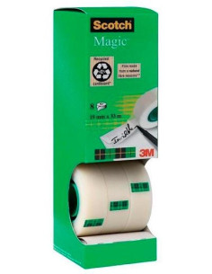 PACK 8 ROLLOS CINTA ADHESIVA SCOTCH MAGIC 19 mm x 33 m