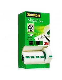 CAJA 14 CINTAS ADHESIVAS INVISIBLE SCOTCH MAGIC 19mmx33m
