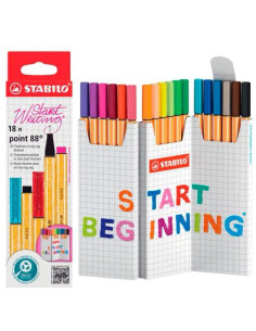 STABILO ROTULADOR POINT 88 COLORES SURTIDOS ESTUCHE EN ZIG ZAG 18 UD