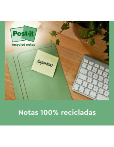CAJA 6 BLOCS NOTAS POST-IT ECOLÓGICAS 76x127mm