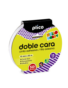 CINTA ADHESIVA PLICO DOBLE CARA 15mm x 50m