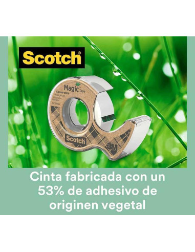 CINTA ADHESIVA SCOTCH MAGIC ECOLÓGICA 19mm x 20m CON DISPENSADOR