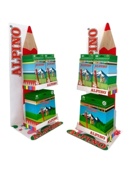LAPICES de COLORES ALPINO EXPOSITOR ESTRELLA de 36 ESTUCHES 24x AL010654 CAJA DE 12 12x AL010658 CAJA DE 24