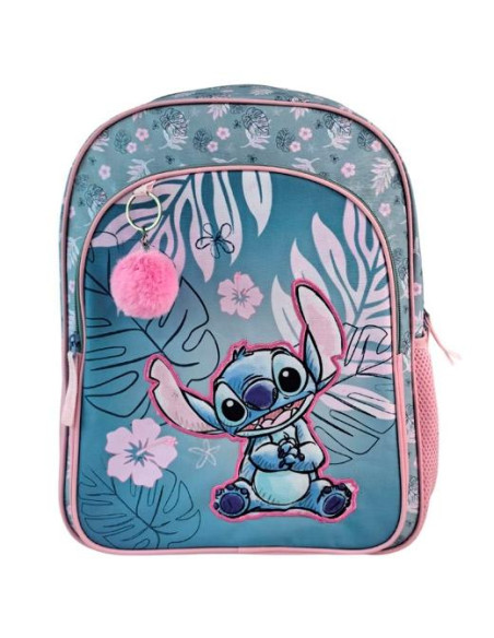 TOYBAGS MOCHILA PRIMARIA STITCH PINK DOBLE COMPARTIMENTO 44X30X20CM ADAPTABLE A CARRO