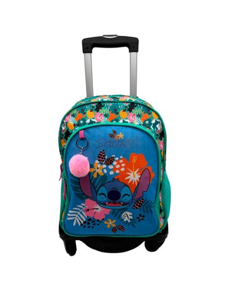 TOYBAGS MOCHILA PRIMARIA STITCH TROPICAL DOBLE COMPARTIMENTO 44X30X20CM  CARRO NEGRO