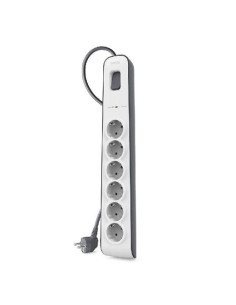 BELKIN REGLETA DE PROTECCION CONTRA SOBRETENSIONES CON 6 TOMAS BOTÓN DE APAGADO Y ENCENDIDO 2 METROS BLANCOGRIS
