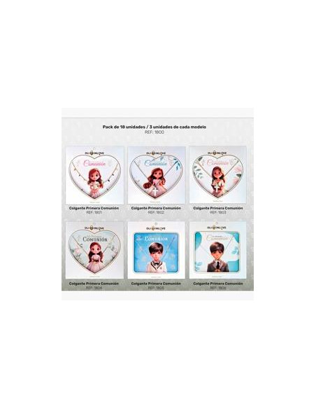 OLI IN LOVE COLGANTES BISUTERÍA COLECCIÓN COMUNION PACK 18 UNIDADES SURTIDOS