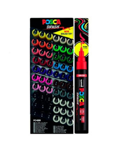 POSCA MARCADOR PC-5BR BRUSH PUNTA M SEMIFLEXIBLE COLORES SURTIDOS EXPOSITOR 60 UD