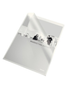 DOSIER ANGULO RECTO ESSELTE PP 80 A4 PIEL NARANJA TRANSPARENTE PAQUETE de 100