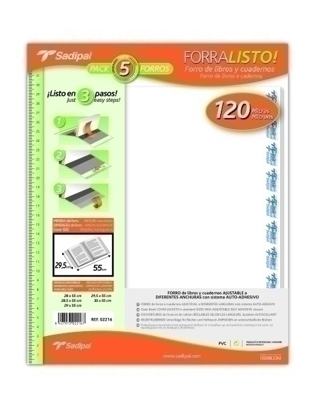 FORRO AJUSTABLE SADIPAL PVC TRANS 120 295x55 cm BLISTER de 5