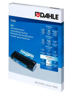 FUNDA PLASTIFICAR DAHLE 216x303 A4 125 PAQUETE de 100
