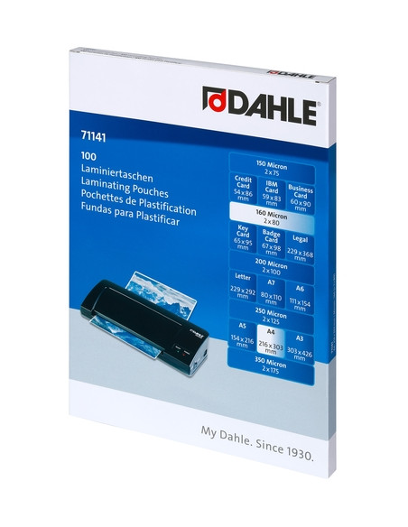 FUNDA PLASTIFICAR DAHLE 216x303 A4 80 PAQUETE de 100