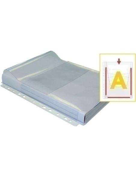FUNDA MULTITALADRO FUELLE GRAFOPLAS 25mm PVC 180 A4 11 TAL A  SOLAPA BOLSA de 5