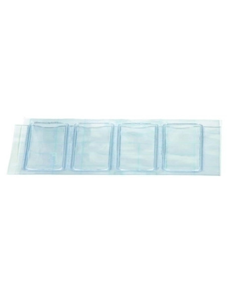 FUNDA ADHESIVA IBERPLAS PVC 300 TIRA de 4 TARJETEROS para LOMO 40x80mm PAQUETE de 40