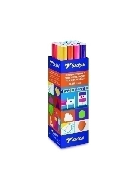 PLASTICO ADHESIVO SADIPAL PP 70 ROLLO 050 x 2 m GLOSSY EXPOSITOR de 24 2 x color