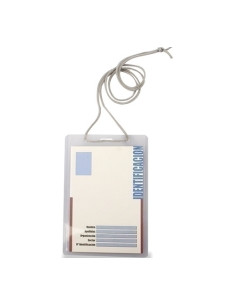 FUNDA DISTINTIVO IBERPLAS PVC 200 PLNJcon CORDON AJUSTABLE 90x132mm PAQUETE de 50