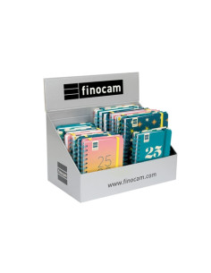 AGENDA ESCOLAR 2025-26 FINOCAM CATALAN COSMO WIRE-O tapa EXTRA con GOMA ASSORTIMENT EXPOSITOR de 20