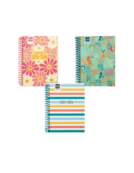 AGENDA ESCOLAR 2025-26 FINOCAM CATALAN DIVA ESPIRAL tapa EXTRADURA S/V APAIS 8 120x164 ASSORTIMENT PACK DE 6