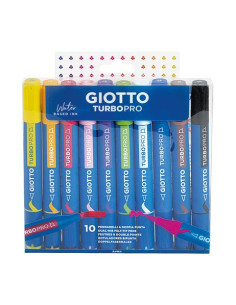 ROTULADOR FIBRA GIOTTO TURBO PRO DOBLE PUNTA COLORES CLASICOS BLISTER de 10