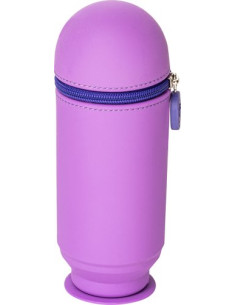 PORTATODO PARDO SILICONA HOOP UP CON CREMALLERA CUBILETE MORADO