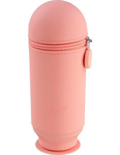 PORTATODO PARDO SILICONA HOOP UP CON CREMALLERA CUBILLETE ROSA CORAL