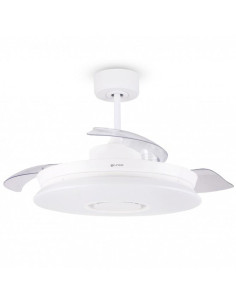 GRUNKEL VENTILADOR DE TECHO CON LUZ 20W COLORES 6 VELOCIDADES CTEMPORIZADOR Y BLUETOOTH CON MUSICA BLANCO