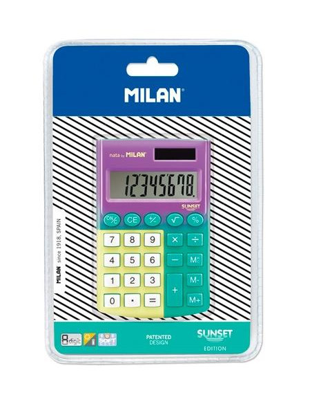 CALCULADORA de BOLSILLO MILAN POCKET SUNSET TURQUESAAMARILLO
