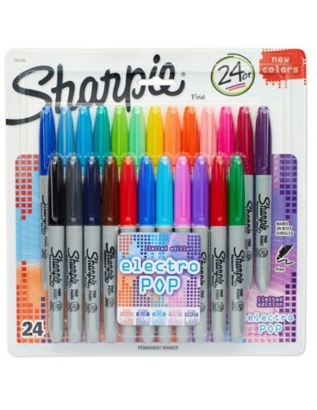 ROTULADOR PERMANENTE SHARPIE FINE BIG PACK ELECTRO POP CAJA REGALO DE 24